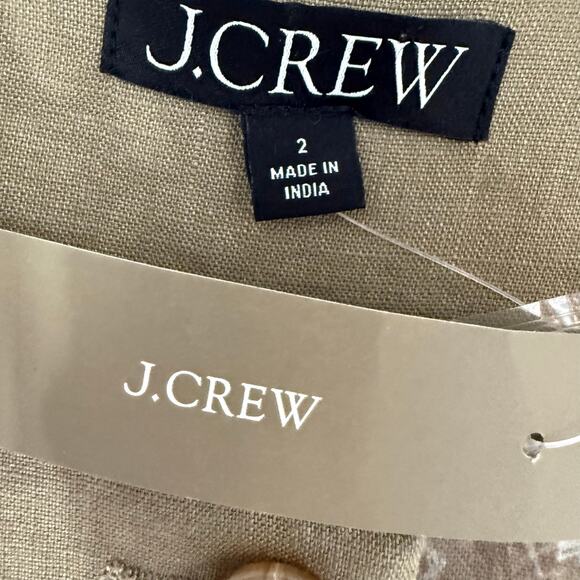 NWT J. Crew Cutaway Linen Vest Top Womens 2 Dusty Fatigue Green Button Front - Picture 3 of 9